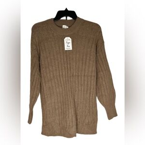 HIPPIE ROSE Ribbed-Knit Eyelash Tunic Sweater